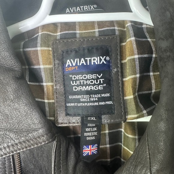 Aviatrix Leather Jacket Mens 2XL Brown Asymmetrical Full Zip Moto Biker Distress - Picture 4 of 10